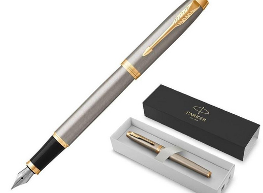 Ручка перьевая Parker IM Brushed Metal GT цвет чернил синий цвет корпуса серебристый (артикул производителя 1931649)